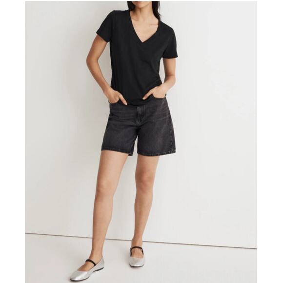 Madewell Women's True Black Whisper Cotton V-Neck T-Shirt Size S - Picture 4 of 7